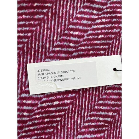 L'Agence Jane Sz XS Red Chevron Pattern 100% Silk V Neck Tank Top NWT - Picture 6 of 8